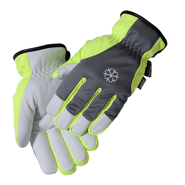 OX-ON ICE CUBE /Winter Supreme 3600 veekindlad talvekindad nahast peopesaga ja Thinsulate voodriga, HI-VIS
