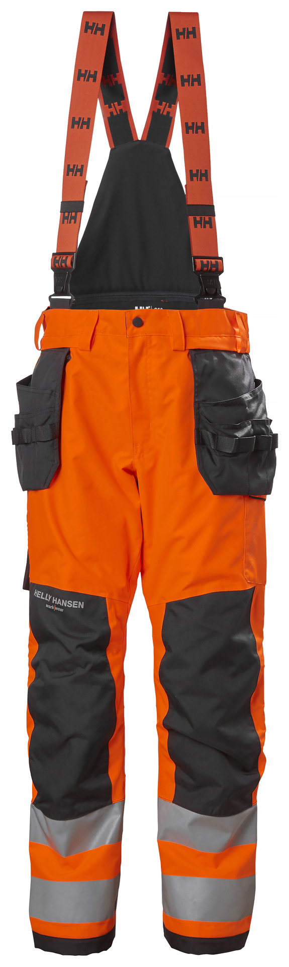 Helly Hansen ALNA 2.0 HI-VIS traksidega talvepüksid ripptaskutega kl.2 oranž/must