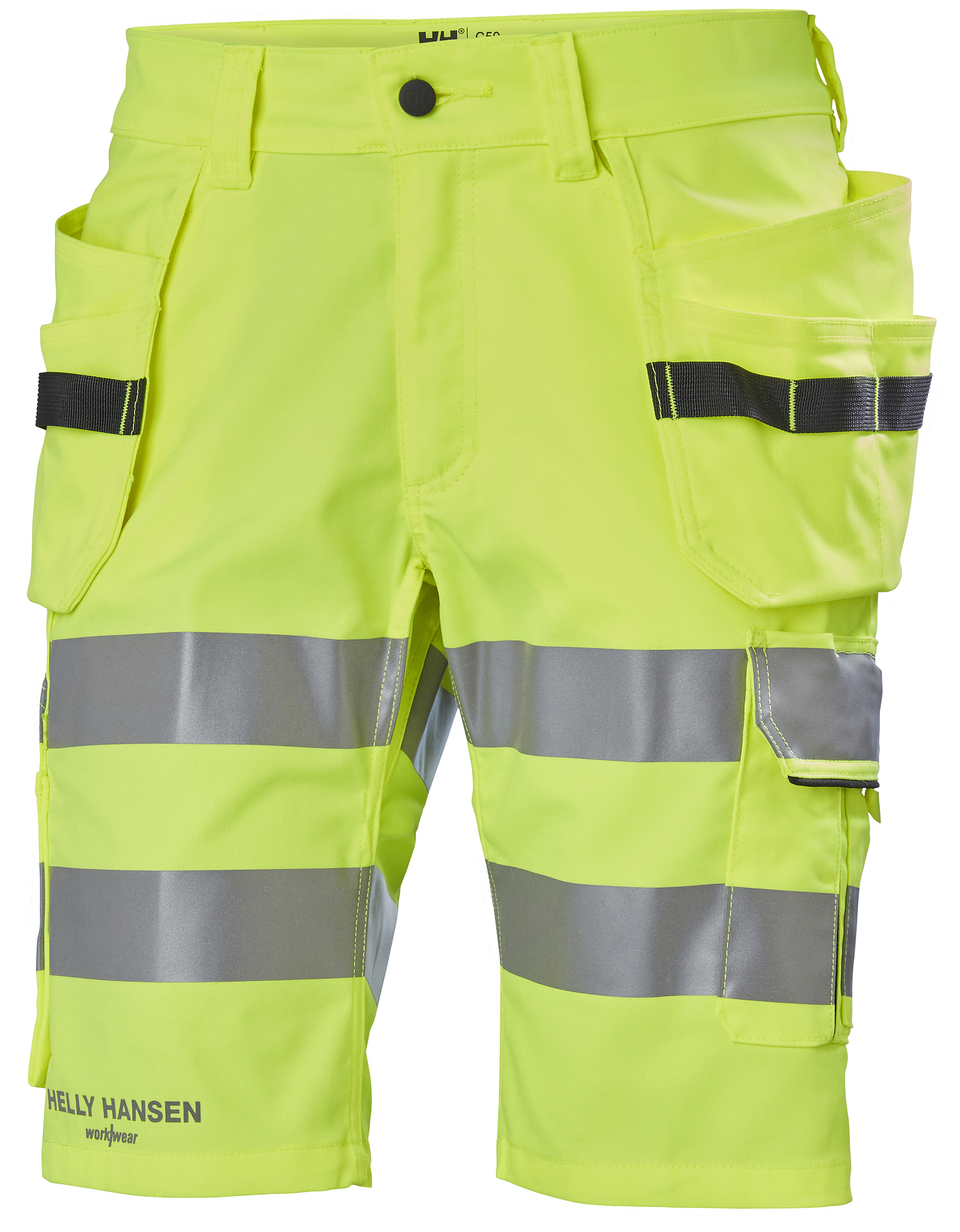 Helly Hansen ALNA 2.0 lühikesed püksid ripptaskutega HI-VIS kl.2, kollane/must