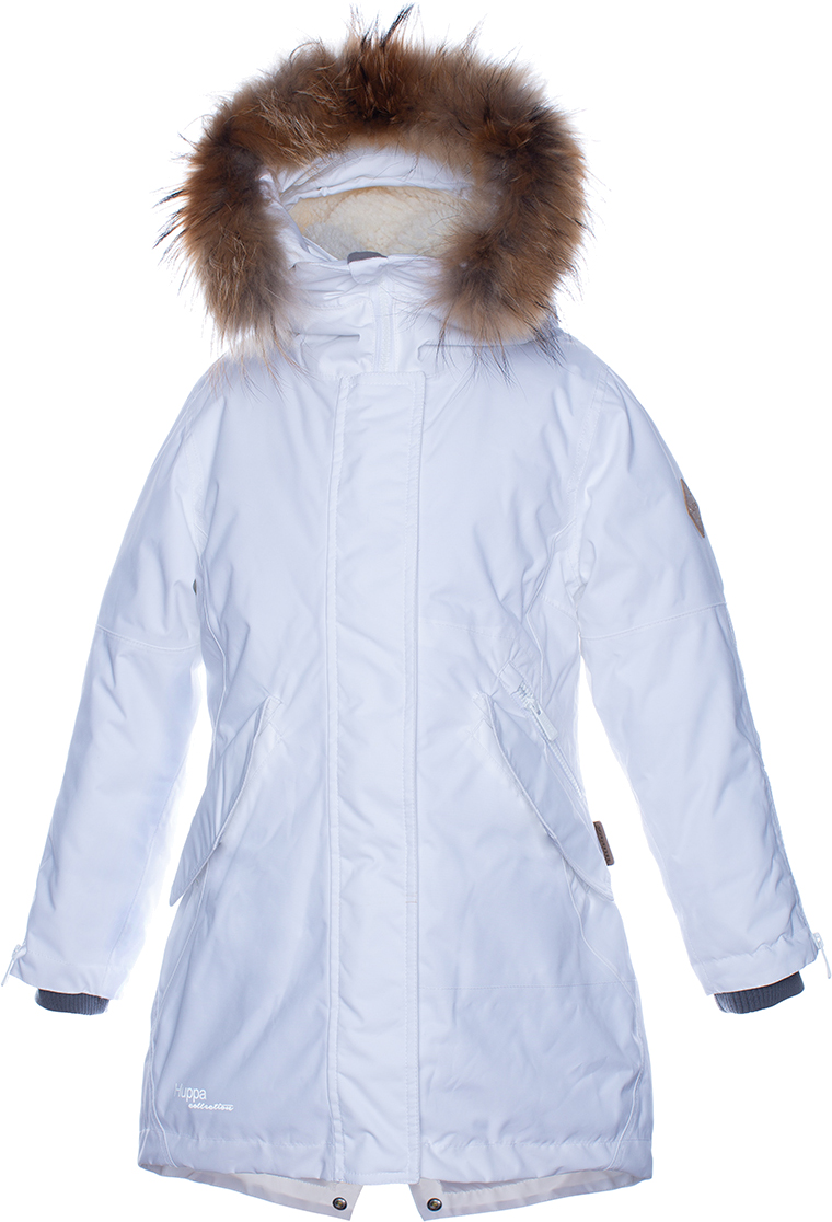 Huppa VIVIAN 1 naiste talveparka naturaalkarvaga, valge