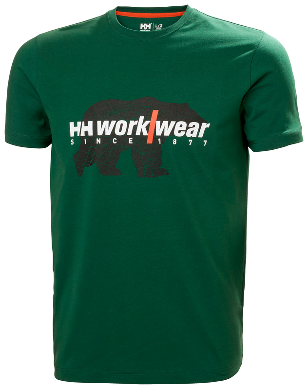 Helly Hansen GRAPHIC T-särk roheline, HH Workwear logo valge + karu