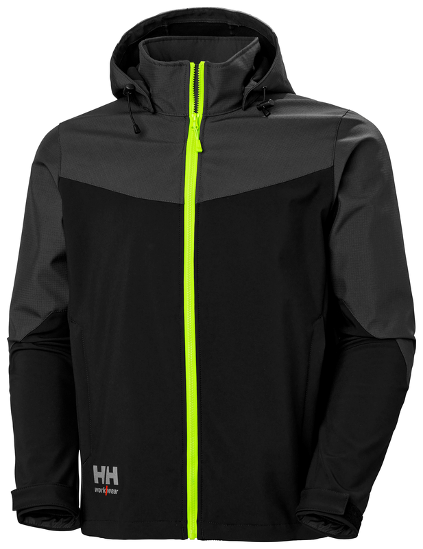 Helly Hansen OXFORD softshell jope kapuutsiga must/hall kollase lukuga