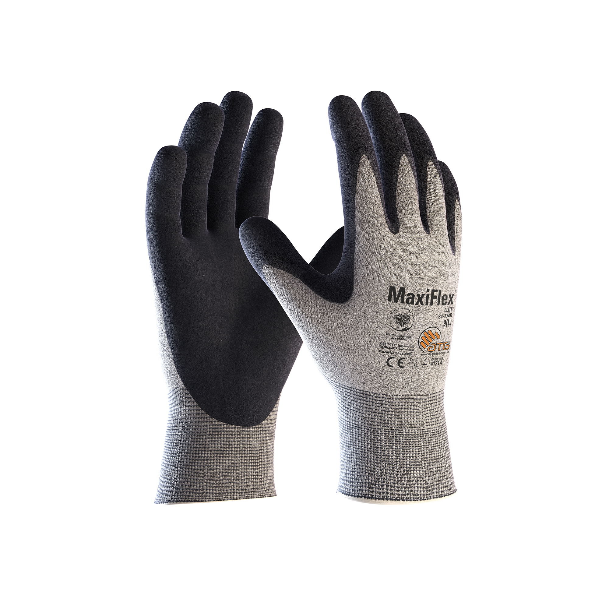 ATG MaxiFlex ELITE ESD õhukesed nitriilkattega töökindad puutetundlik 34-774B hall 12tk. pakk
