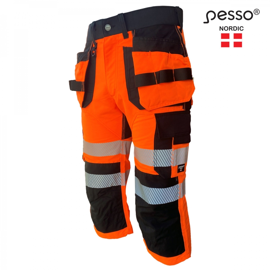 Pesso URANUS 3/4 piraadipüksid ripptaskutega HI-VIS kl.1 oranž/must