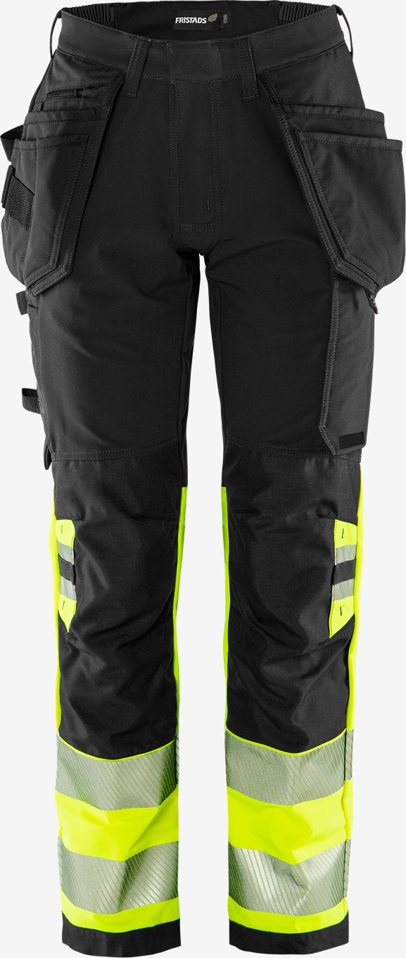 Fristads STIBY 2663 GSTP Hi-Vis Green naiste 4x stretšpüksid ripptaskutega kl.1 must/kollane